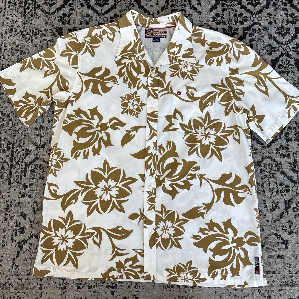 Vintage Quiksilver Shirt Men's *L Hawaiian Board Riding Surf Floral Button Y2K